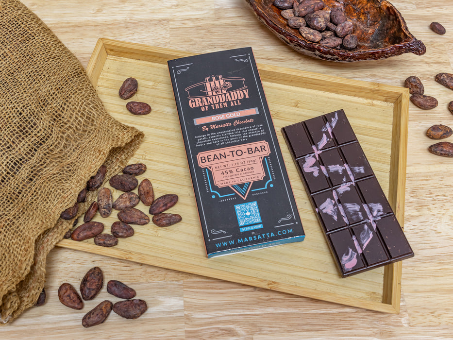 "Rose Gold Label" -  Rose-Infused Bean-To-Bar Chocolate